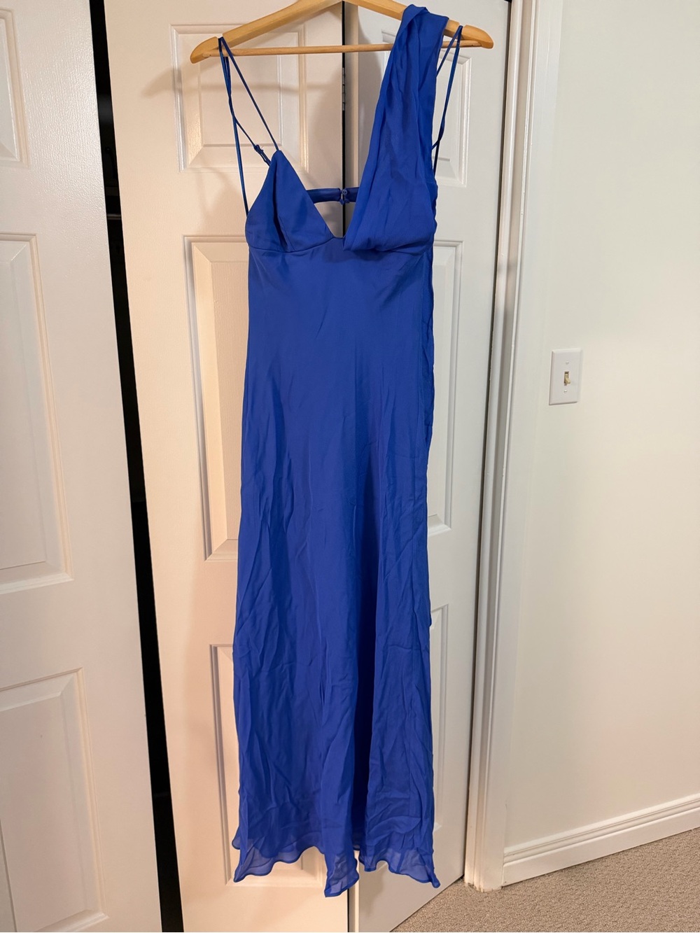 Zara Royal Blue Strapless Slip Dress with Neck Scarf